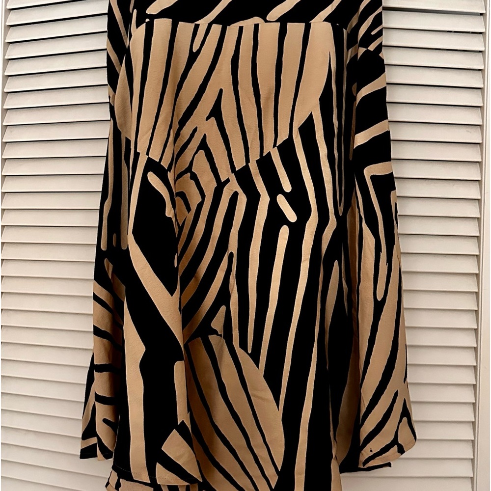 Maeve Black and Tan A-Line Skirt with Abstract Zebra Print
